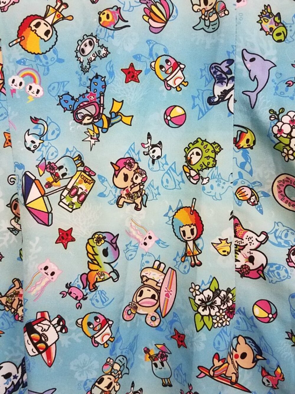 Koi Tokidoki Scrub Top Womens Medium M Blue Aloha Eve Nursing Medical 1017TKD - Picture 4 of 8